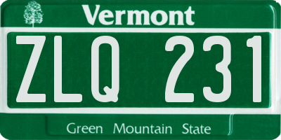 VT license plate ZLQ231