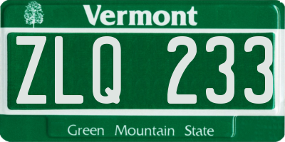 VT license plate ZLQ233