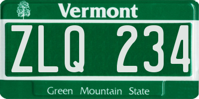 VT license plate ZLQ234