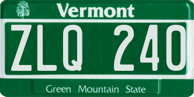 VT license plate ZLQ240