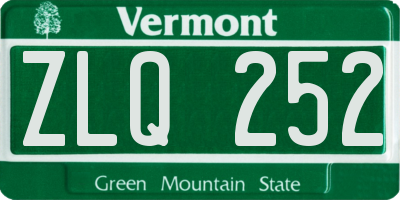 VT license plate ZLQ252