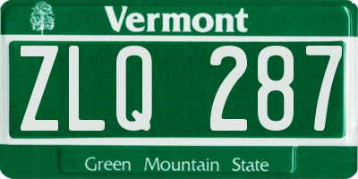 VT license plate ZLQ287