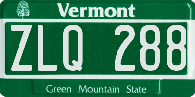 VT license plate ZLQ288