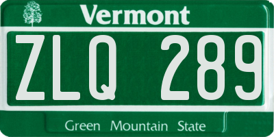 VT license plate ZLQ289