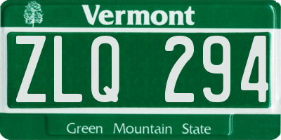 VT license plate ZLQ294