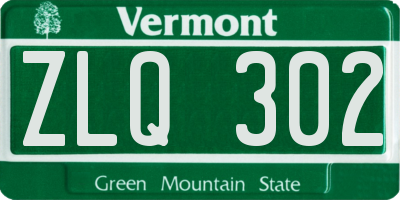 VT license plate ZLQ302