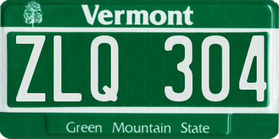 VT license plate ZLQ304