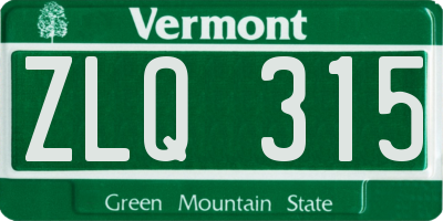 VT license plate ZLQ315