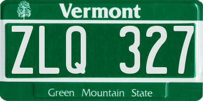 VT license plate ZLQ327