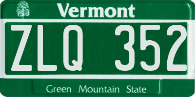 VT license plate ZLQ352