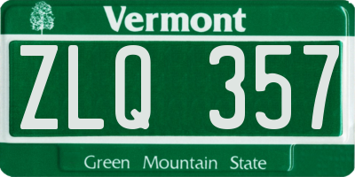 VT license plate ZLQ357
