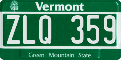 VT license plate ZLQ359