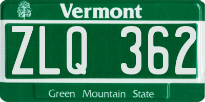 VT license plate ZLQ362
