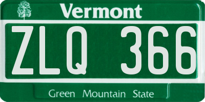 VT license plate ZLQ366