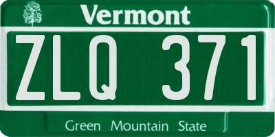 VT license plate ZLQ371