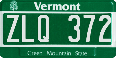 VT license plate ZLQ372