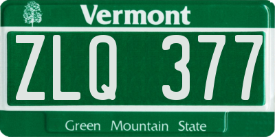 VT license plate ZLQ377