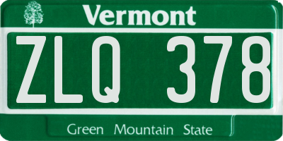 VT license plate ZLQ378