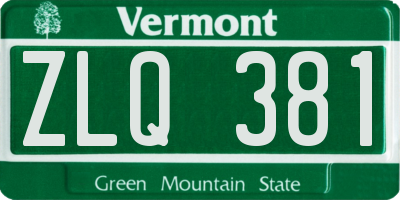 VT license plate ZLQ381