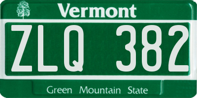VT license plate ZLQ382