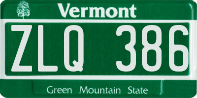 VT license plate ZLQ386