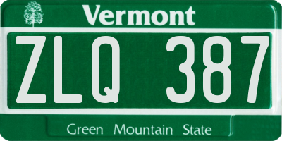 VT license plate ZLQ387