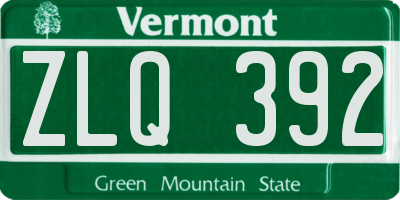 VT license plate ZLQ392