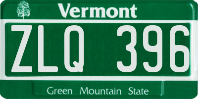 VT license plate ZLQ396
