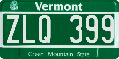 VT license plate ZLQ399