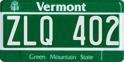VT license plate ZLQ402