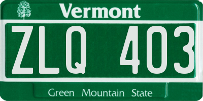 VT license plate ZLQ403