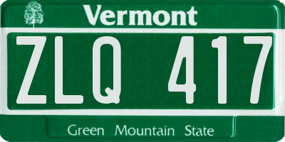 VT license plate ZLQ417