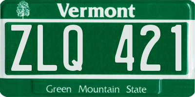 VT license plate ZLQ421