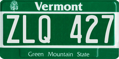 VT license plate ZLQ427