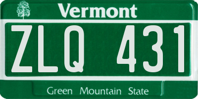 VT license plate ZLQ431