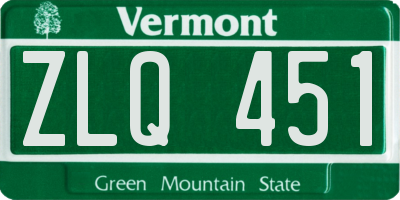 VT license plate ZLQ451
