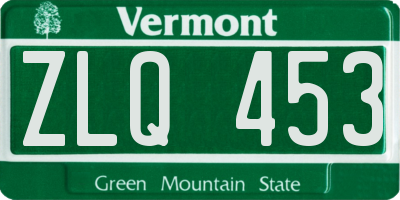 VT license plate ZLQ453