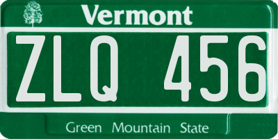 VT license plate ZLQ456