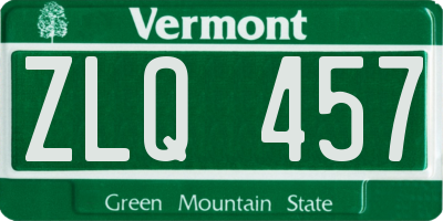 VT license plate ZLQ457