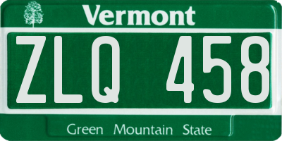 VT license plate ZLQ458