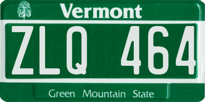 VT license plate ZLQ464
