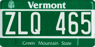VT license plate ZLQ465