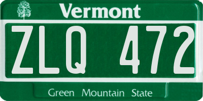 VT license plate ZLQ472