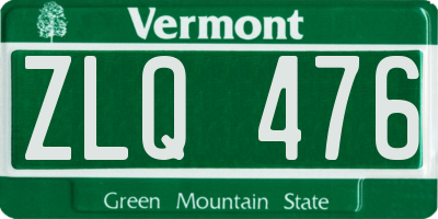 VT license plate ZLQ476