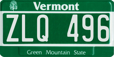 VT license plate ZLQ496