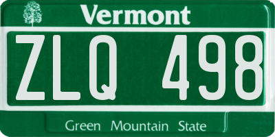 VT license plate ZLQ498