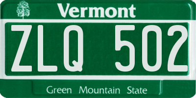 VT license plate ZLQ502