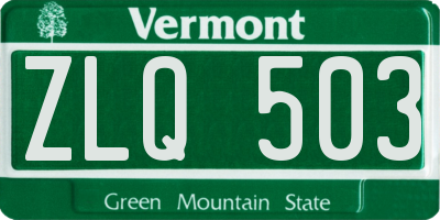 VT license plate ZLQ503