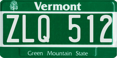 VT license plate ZLQ512