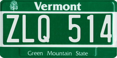 VT license plate ZLQ514